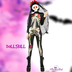 DOLLSKILL Blooming Bones Catsuit Catrina Costume